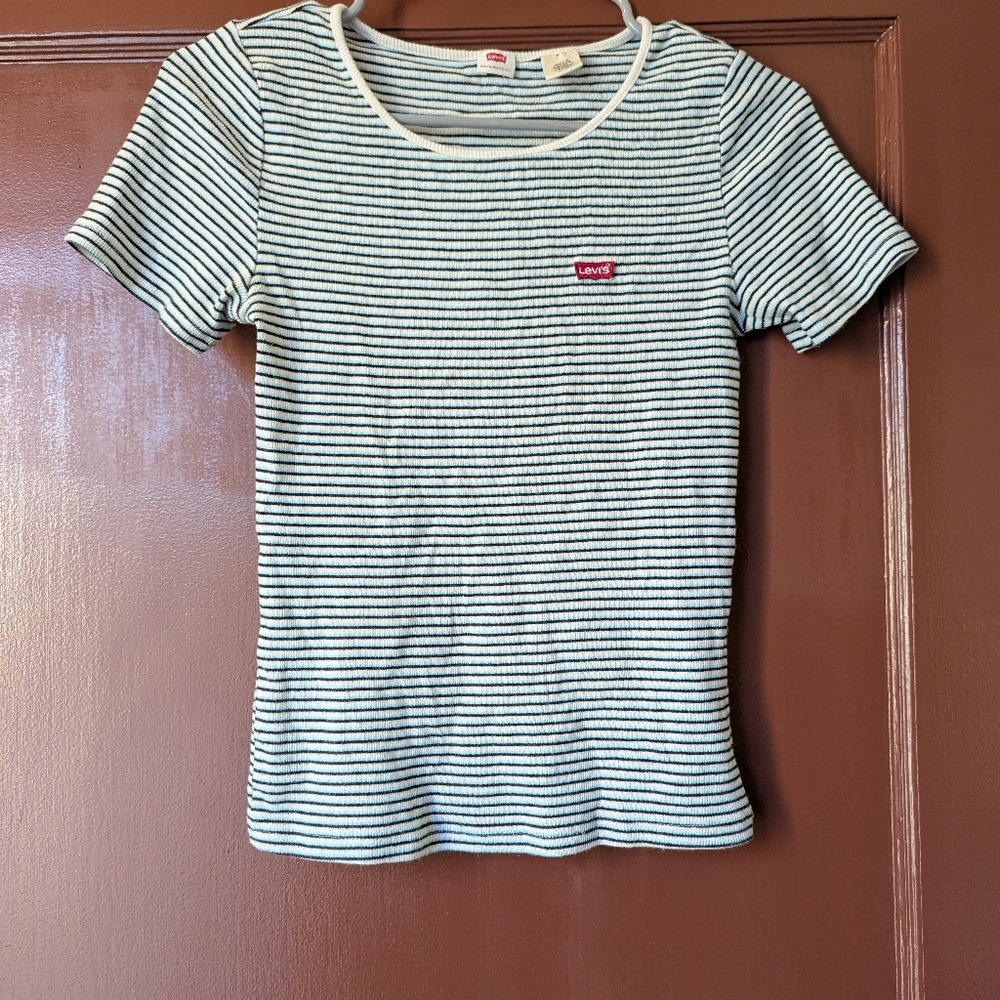 Levi's Blue/Black and White Striped Tee